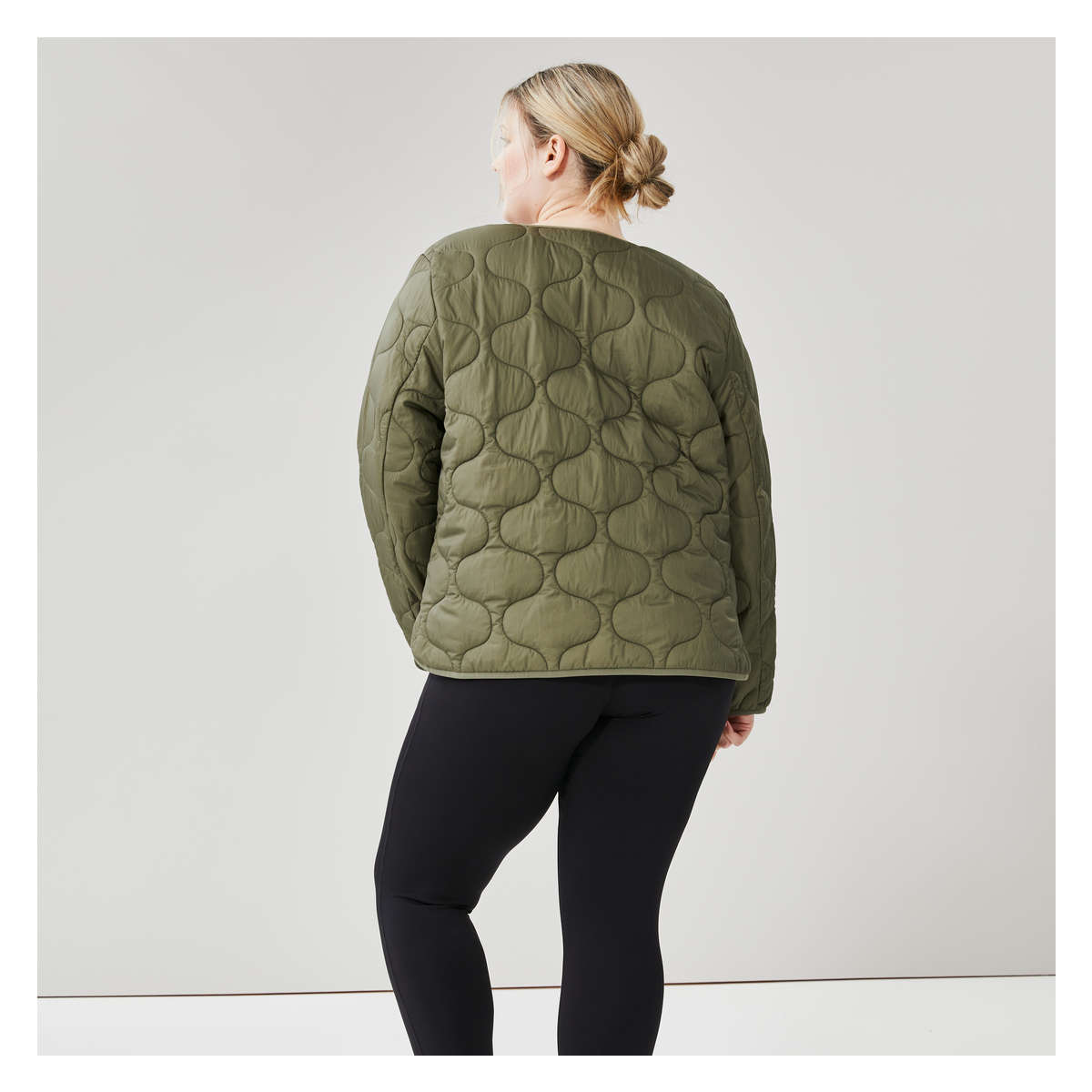 Women Quilted Jacket with PrimaLoft Dark Olive Size 2X from Joe Fresh